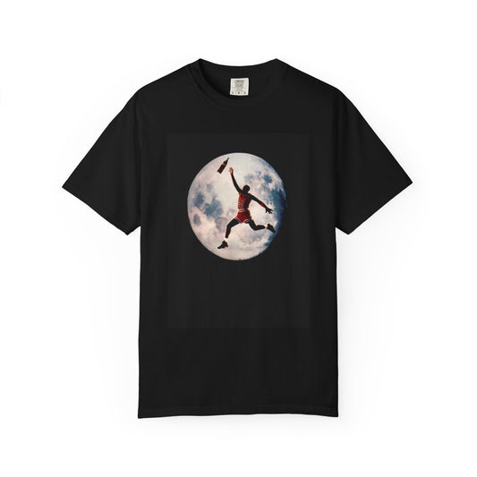 Unisex Garment-Dyed T-Shirt - Retro Basketball Moon Graphic