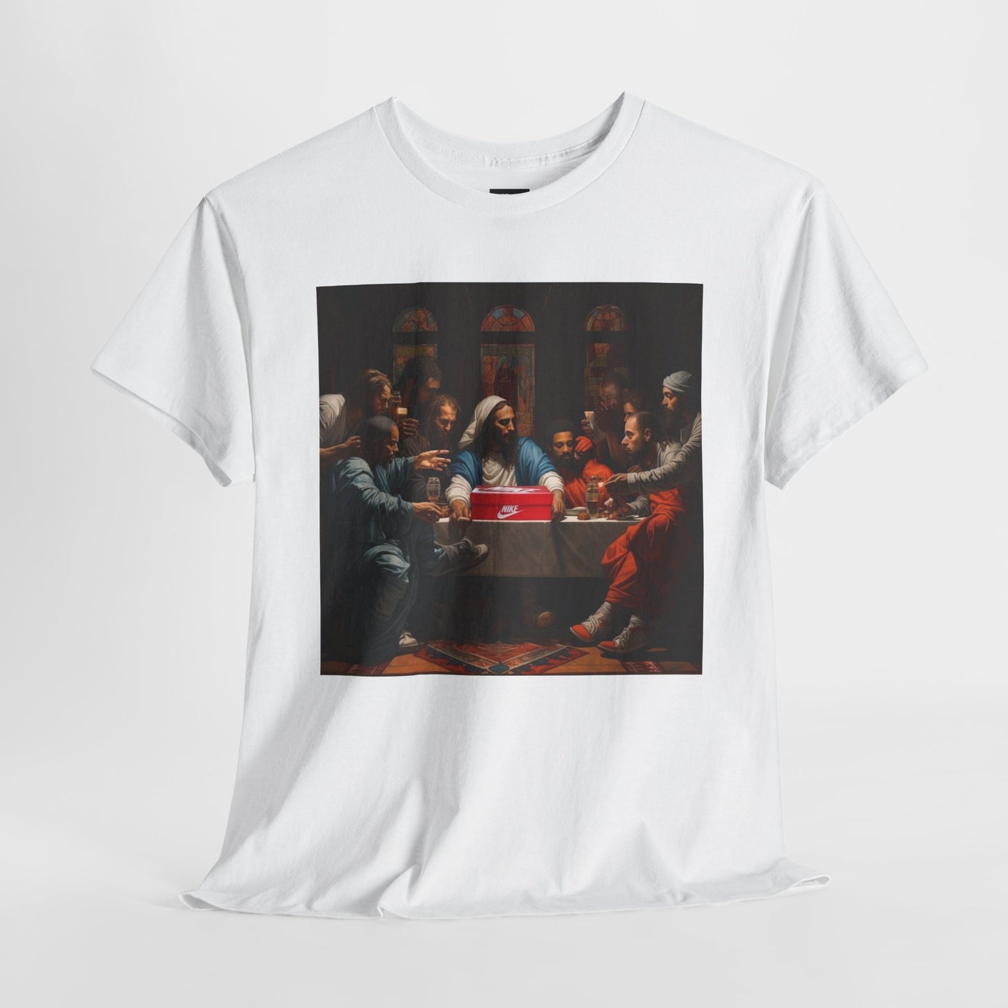 Graphic Tee Shirt 'The First Pair' Unisex Heavy Cotton Tee - Play On The Last Supper Painting Shirt