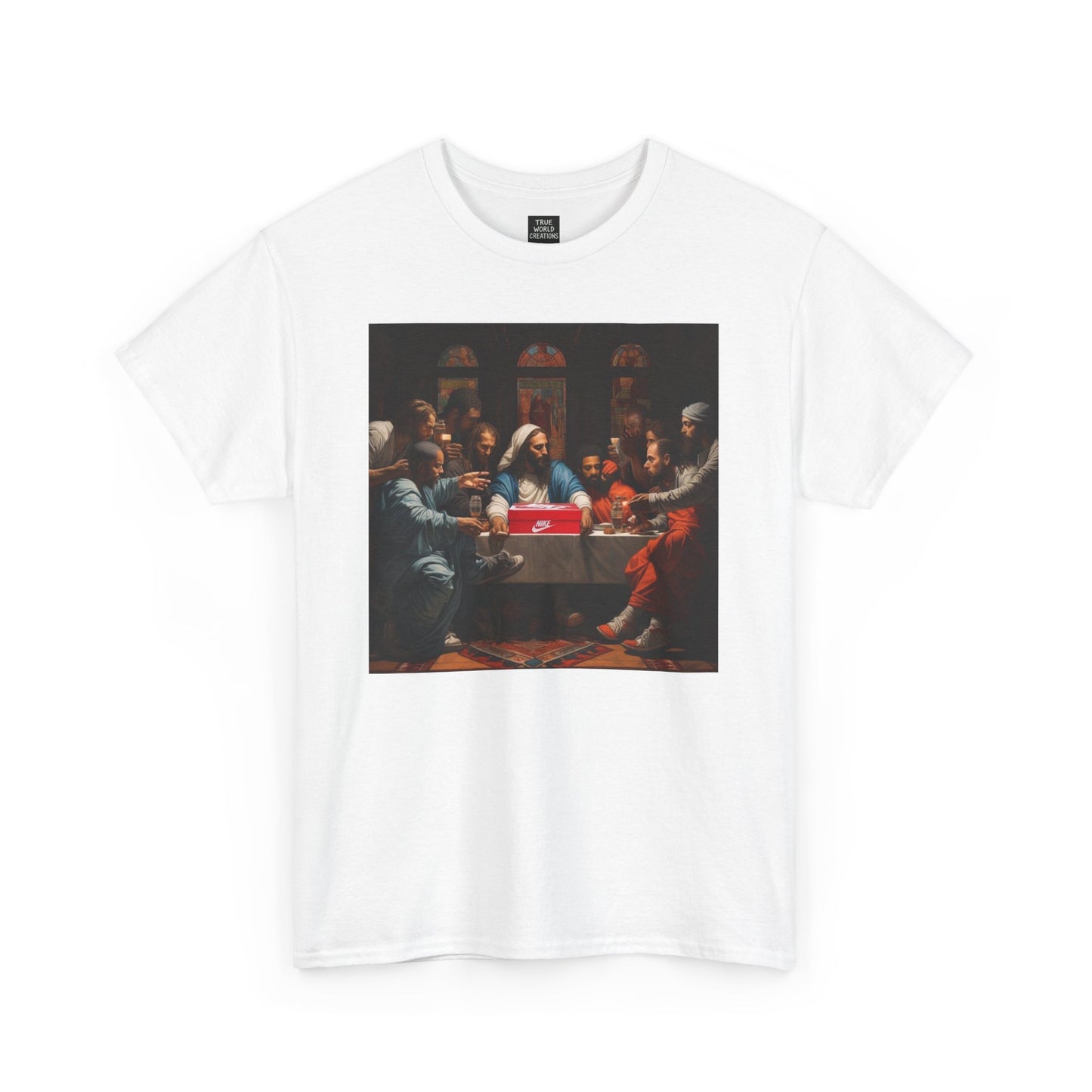 Graphic Tee Shirt 'The First Pair' Unisex Heavy Cotton Tee - Play On The Last Supper Painting Shirt