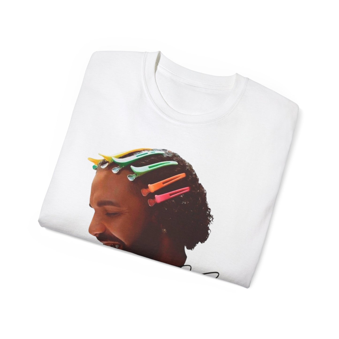 Artistic drake Unisex Ultra graphic Cotton Tee with Colorful Hair Clips Design