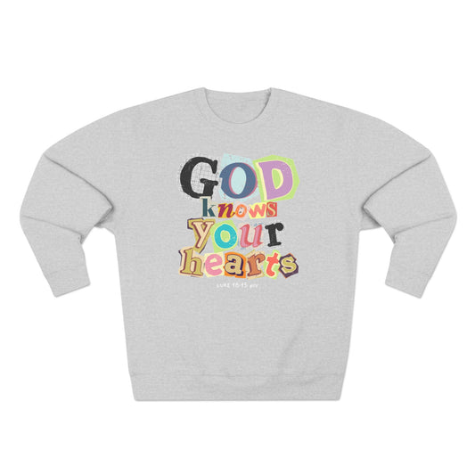 True World Creations Crewneck Sweatshirt - 'God Knows Your Hearts'
