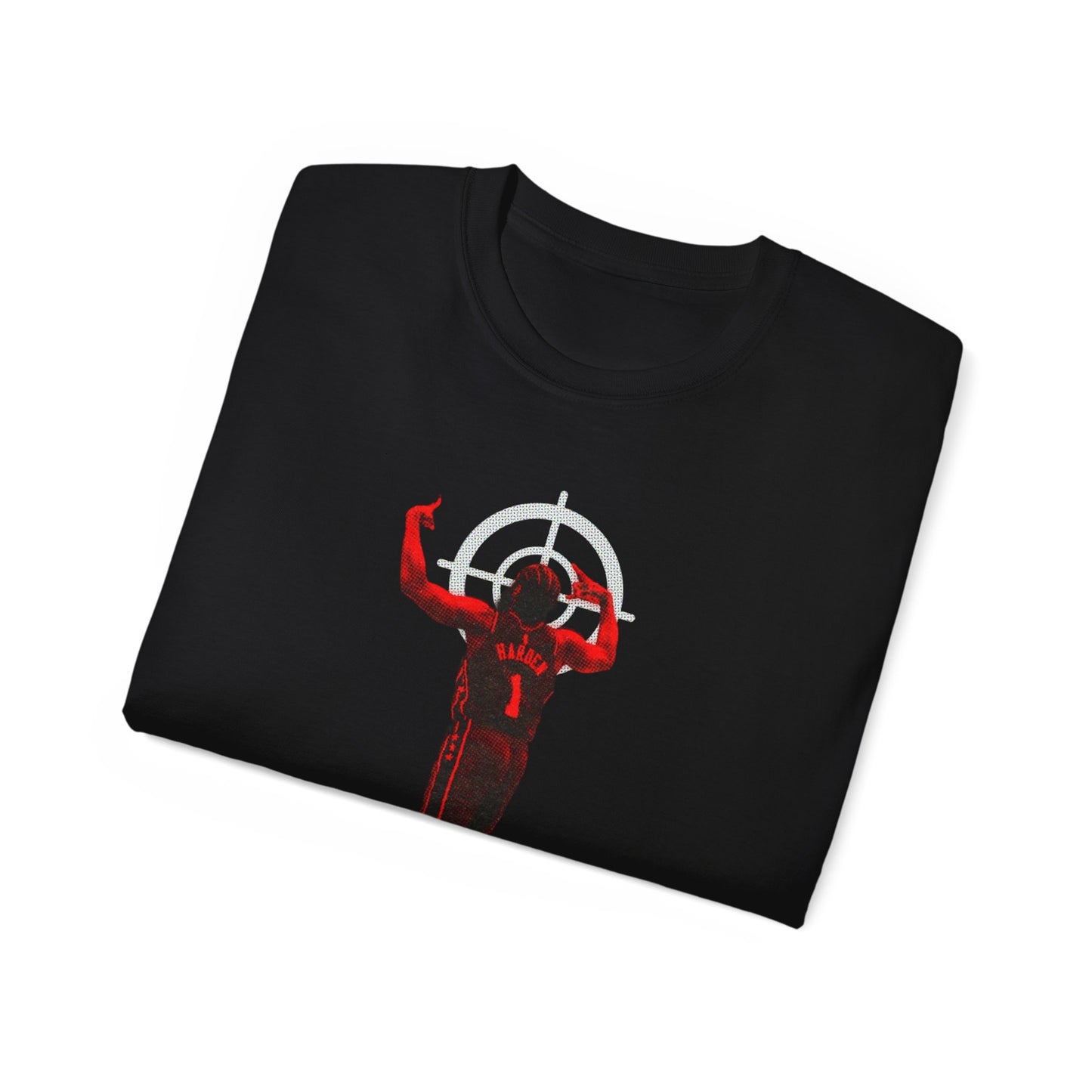 Basketball Shooter James harden Silhouette — Red Player Target Graphic T-shirt