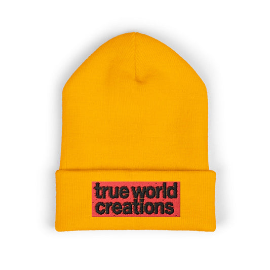 Classic Cuffed Beanie with True World Creations Embroidery - Stylish Winter Accessory