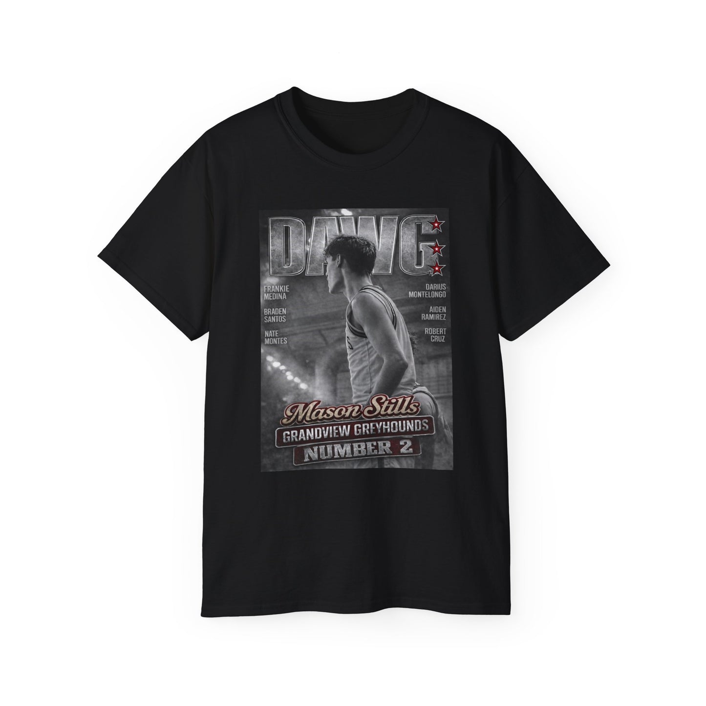 Grandview Greyhounds DAWG Team Tee — Mason Stills #2 GHS TWC Player Poster Shirt