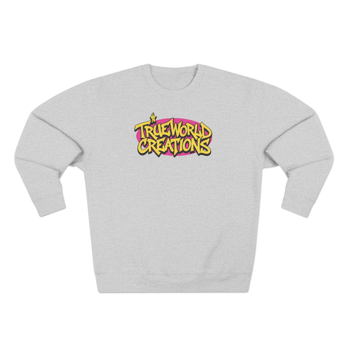 True World Creations Crewneck Sweatshirt — Retro Cartoon Alien Graphic