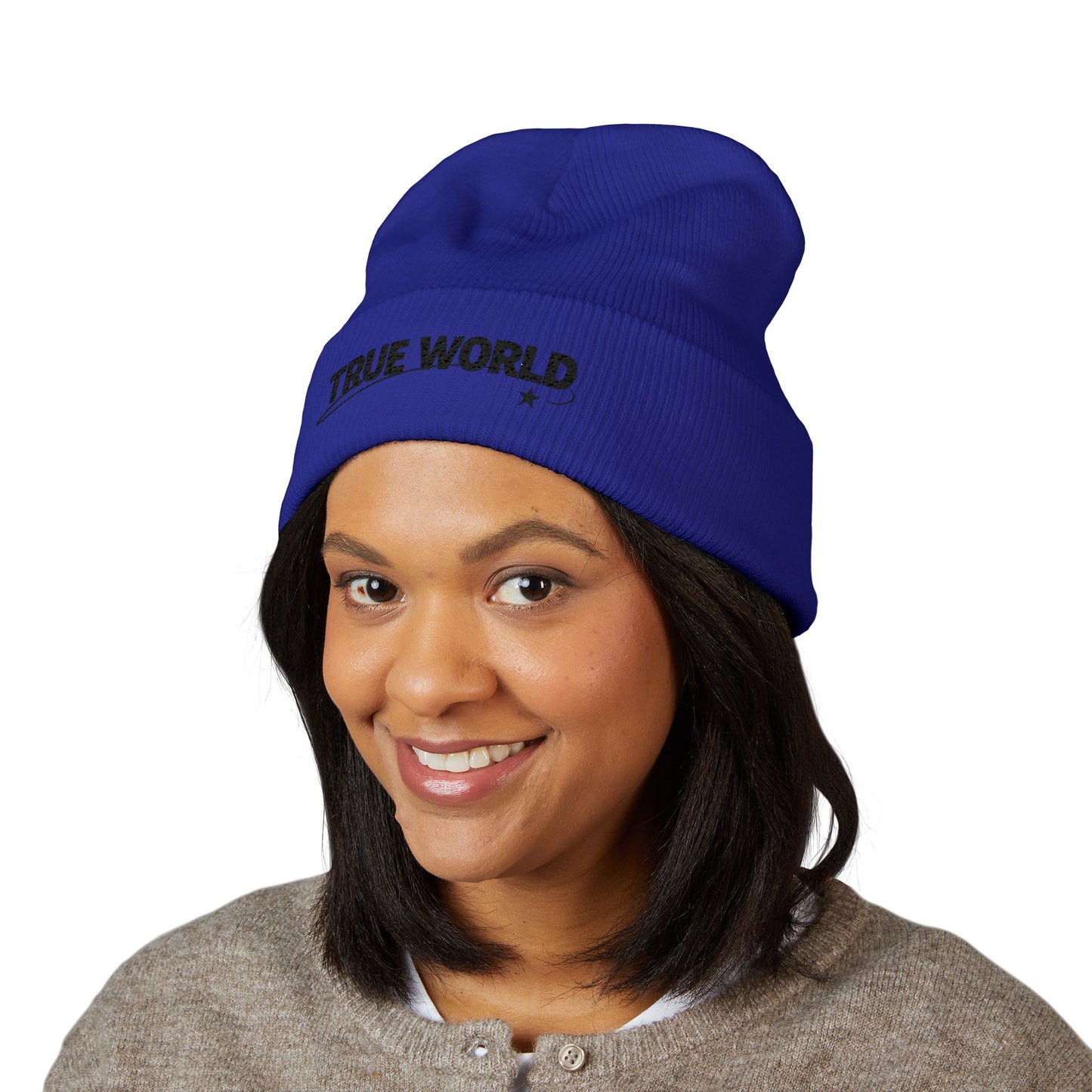 True World Embroidered Cuffed Beanie — TWC Classic Winter Knit Hat