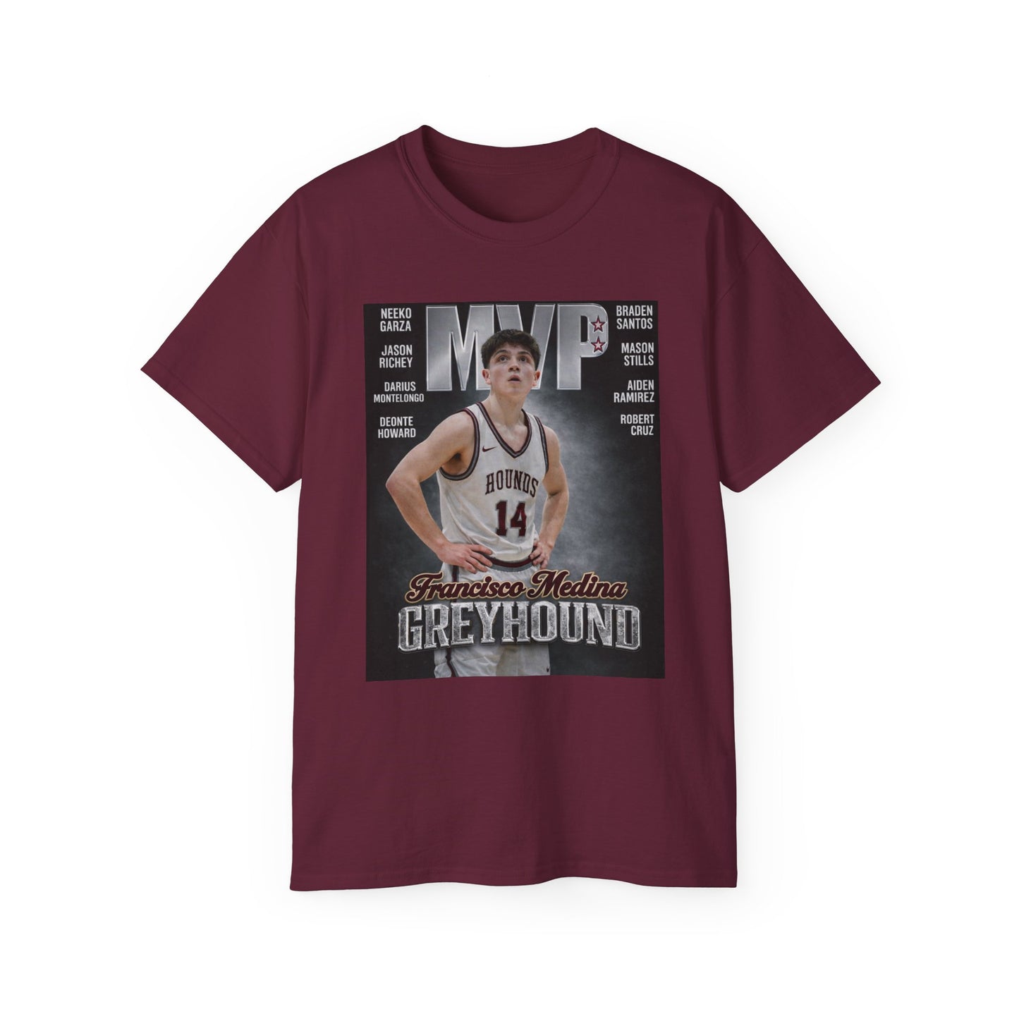 Grandview Greyhound MVP Basketball Tee — Francisco Medina #14 GHS TWC DAWG