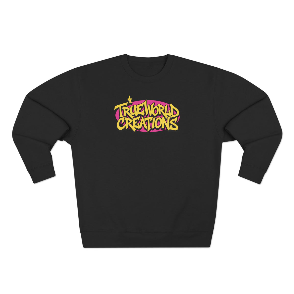 True World Creations Crewneck Sweatshirt — Retro Cartoon Alien Graphic