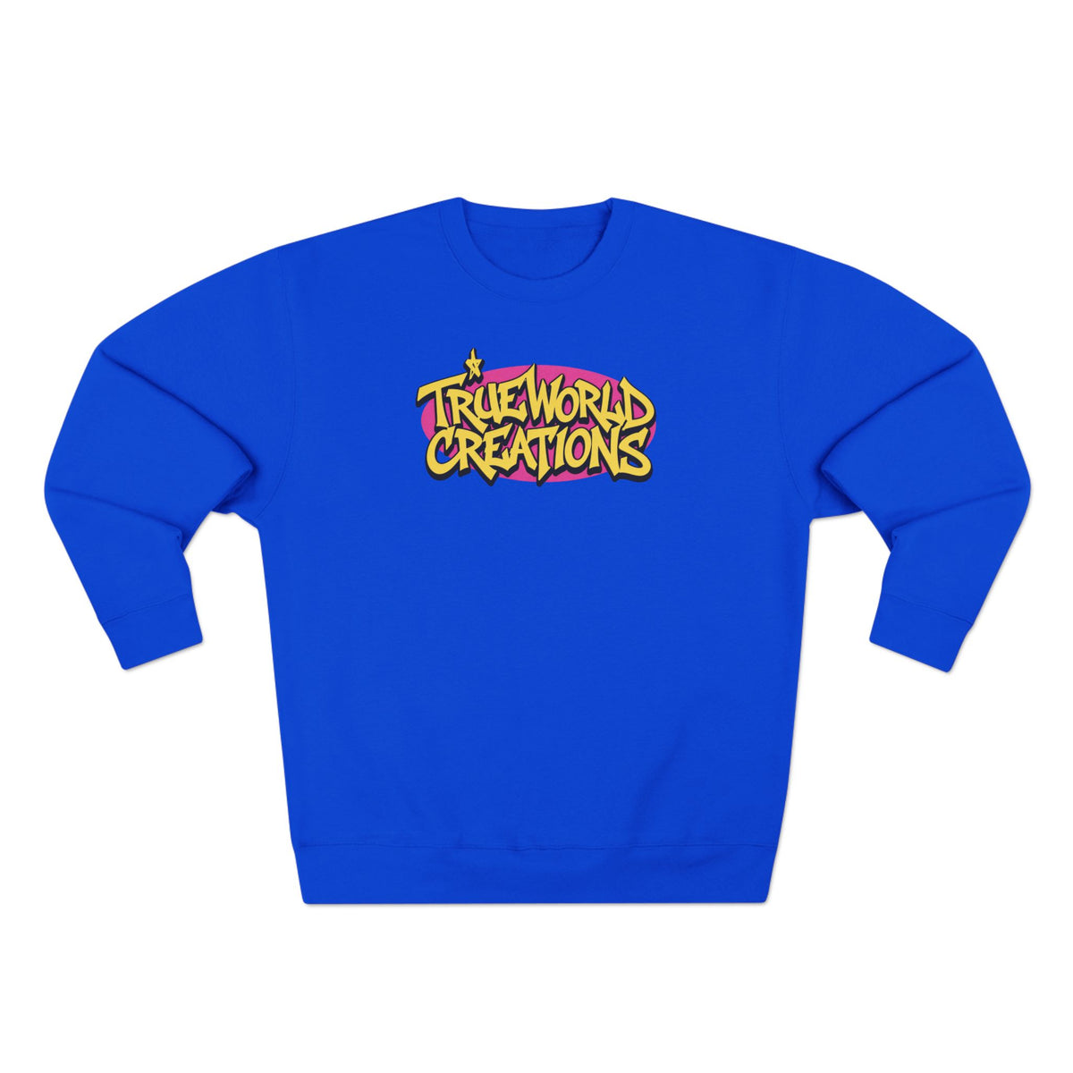 True World Creations Crewneck Sweatshirt — Retro Cartoon Alien Graphic