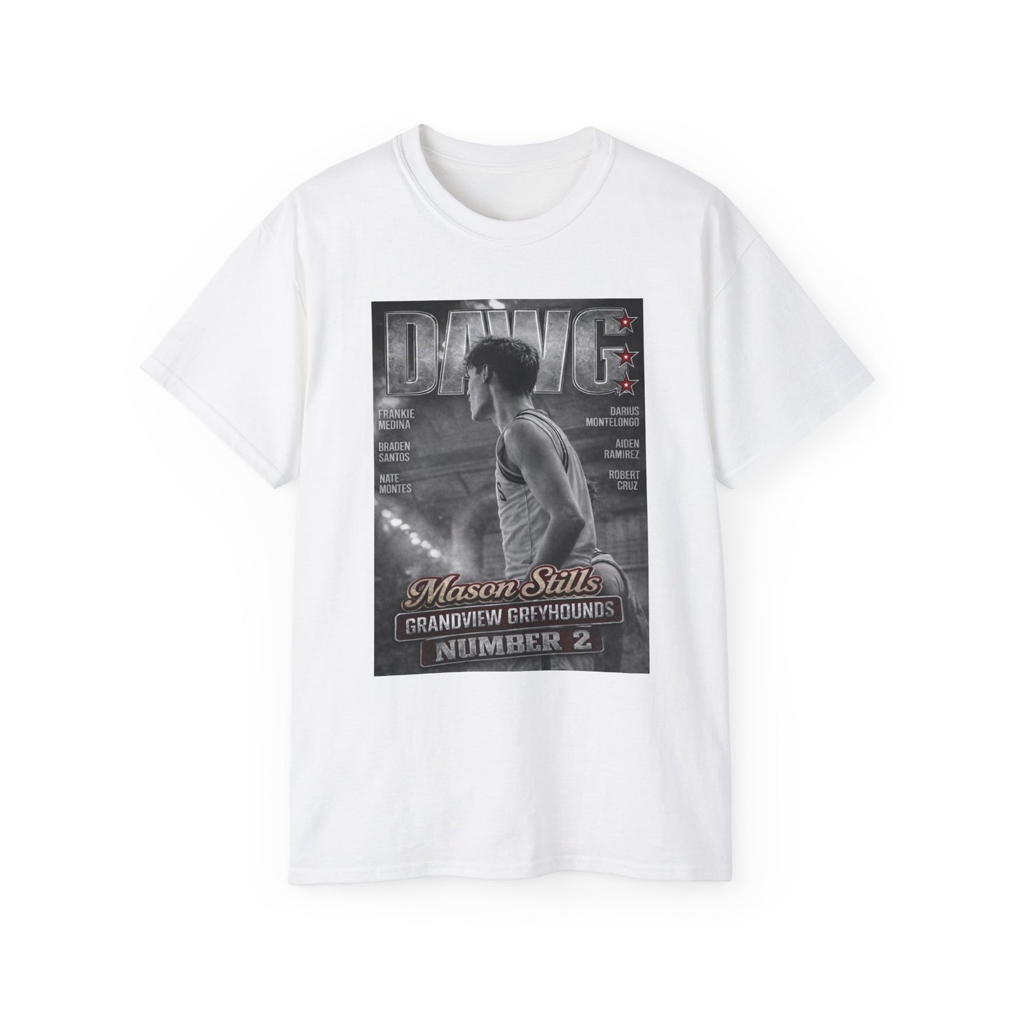 Grandview Greyhounds DAWG Team Tee — Mason Stills #2 GHS TWC Player Poster Shirt