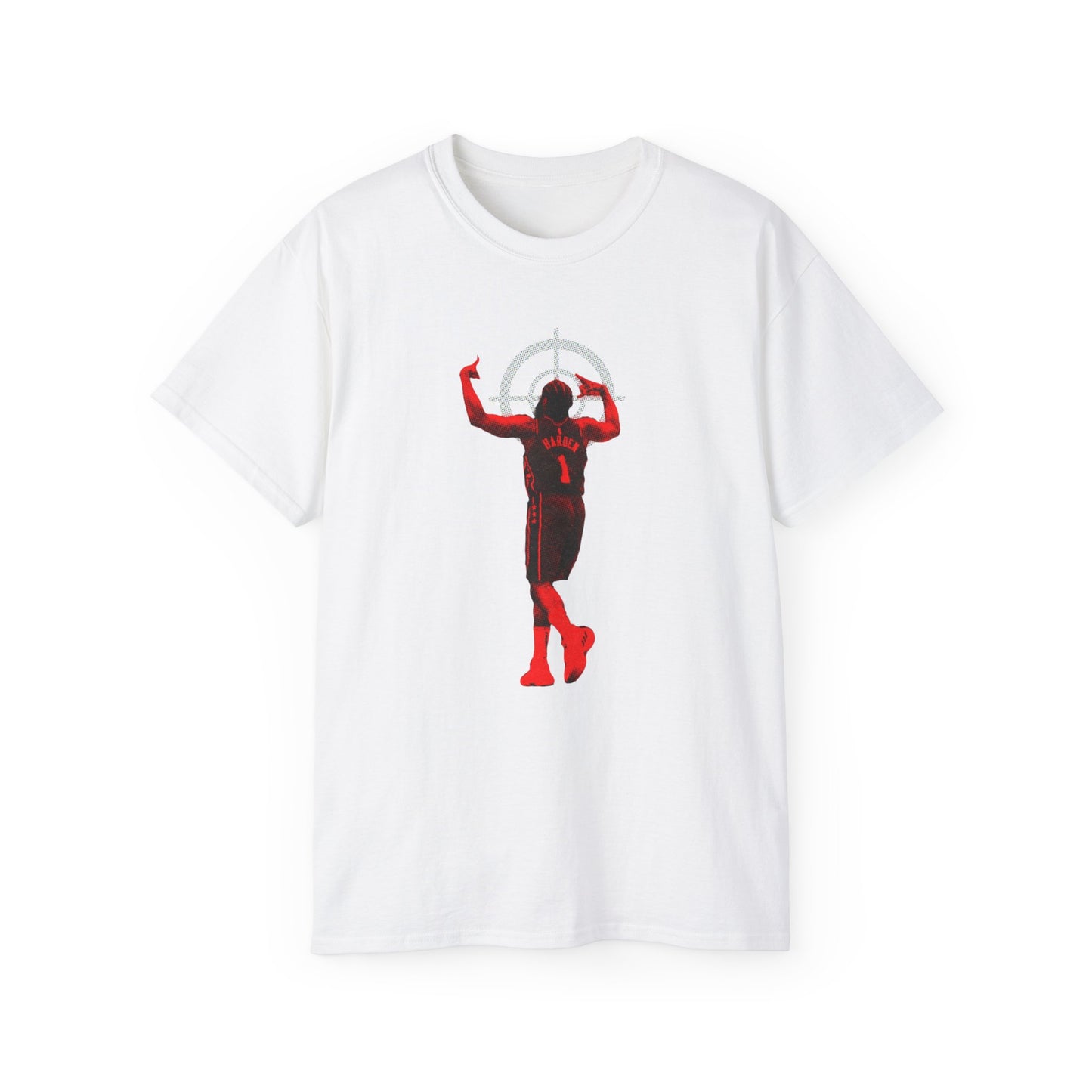 Basketball Shooter James harden Silhouette — Red Player Target Graphic T-shirt