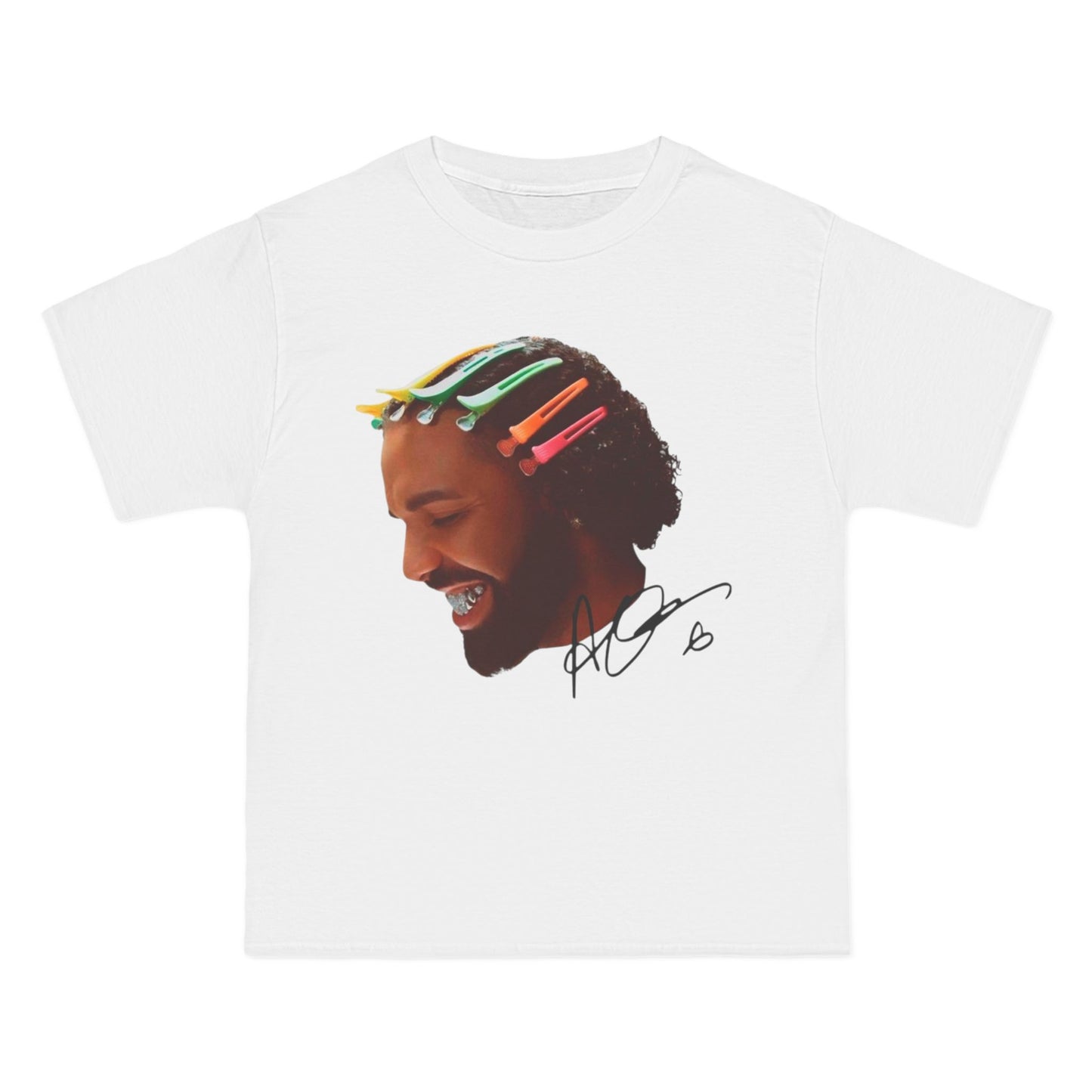 Drake Portrait Graphic T-Shirt — Colorful Hair Clips Artwork