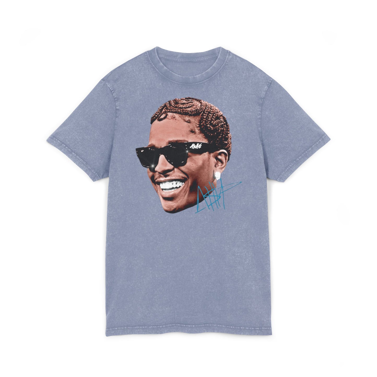 ASAP Vintage Acid-Wash Tee — Smiling Sunglasses Portrait Graphic
