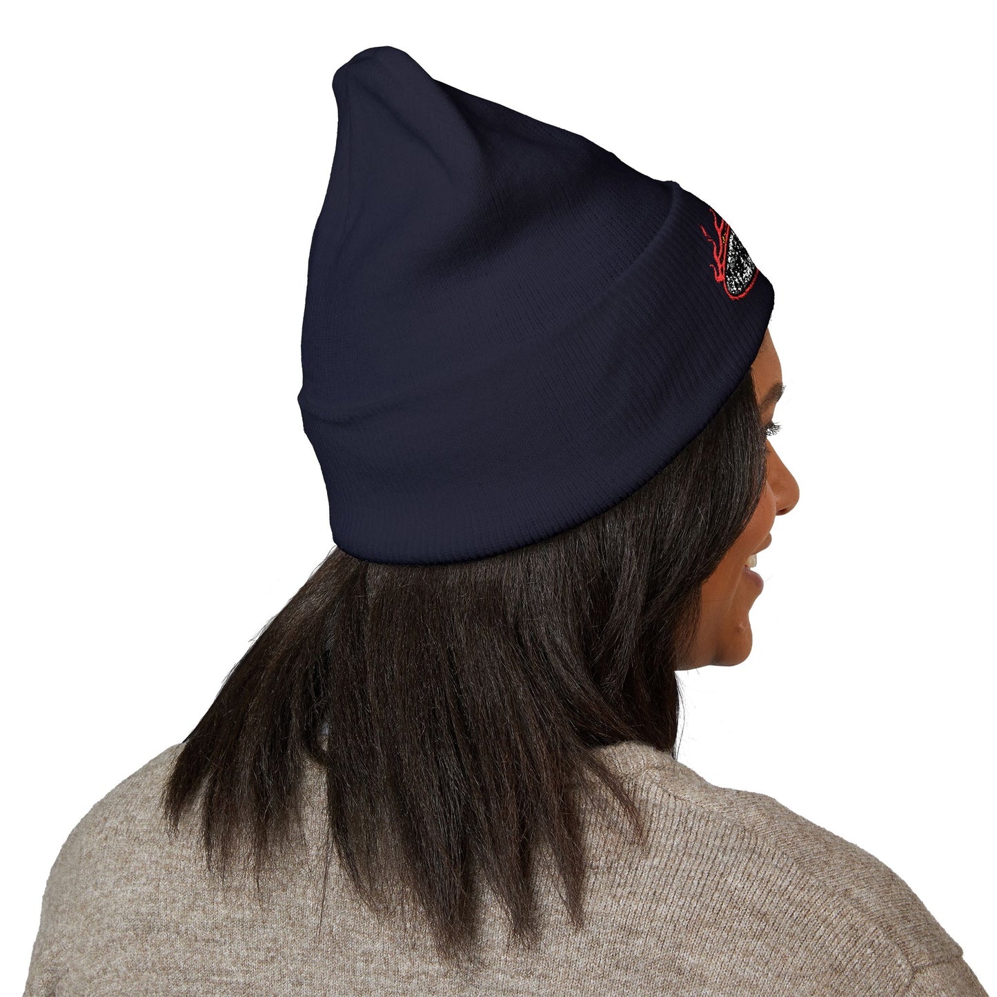 TrueWorldCreations Embroidered Flame Logo Cuffed Beanie