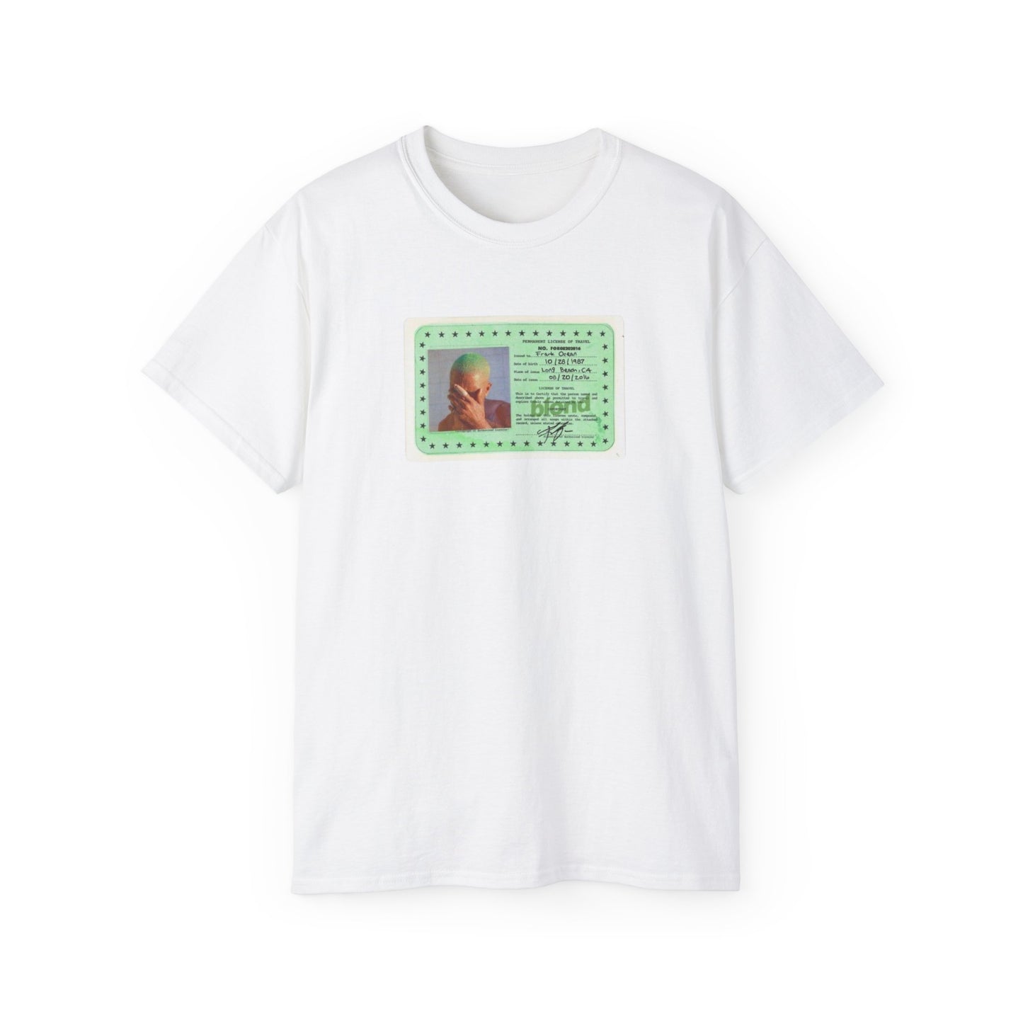 Frank ocean Green ID Card Graphic Tee — Retro Photo License Design