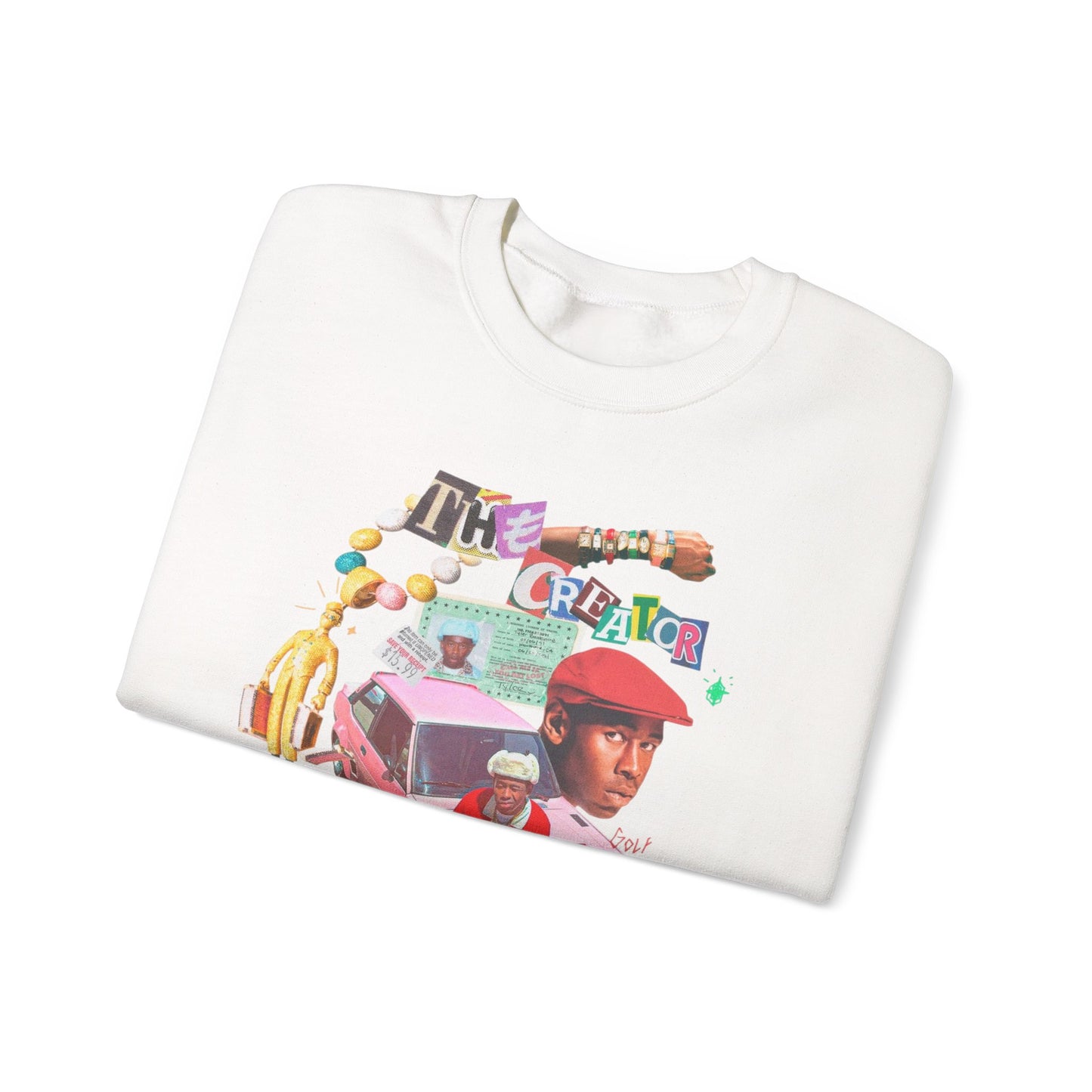 Crewneck Sweatshirt — Colorful Retro Collage "The Creator" Graphic