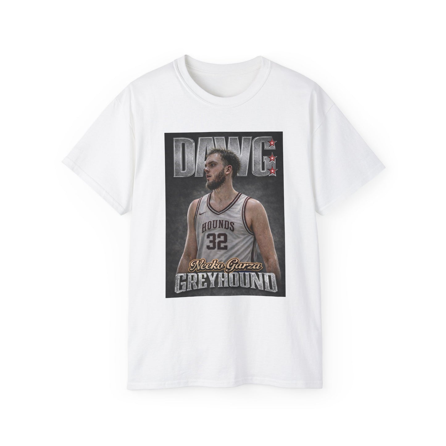 Grandview Greyhounds single Basketball Player Poster Tee — DAWG #32 Neeko Garza