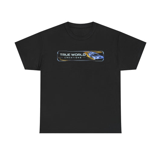 True World Creations bttf Racing Tee — Retro Car Graphic T‑Shirt