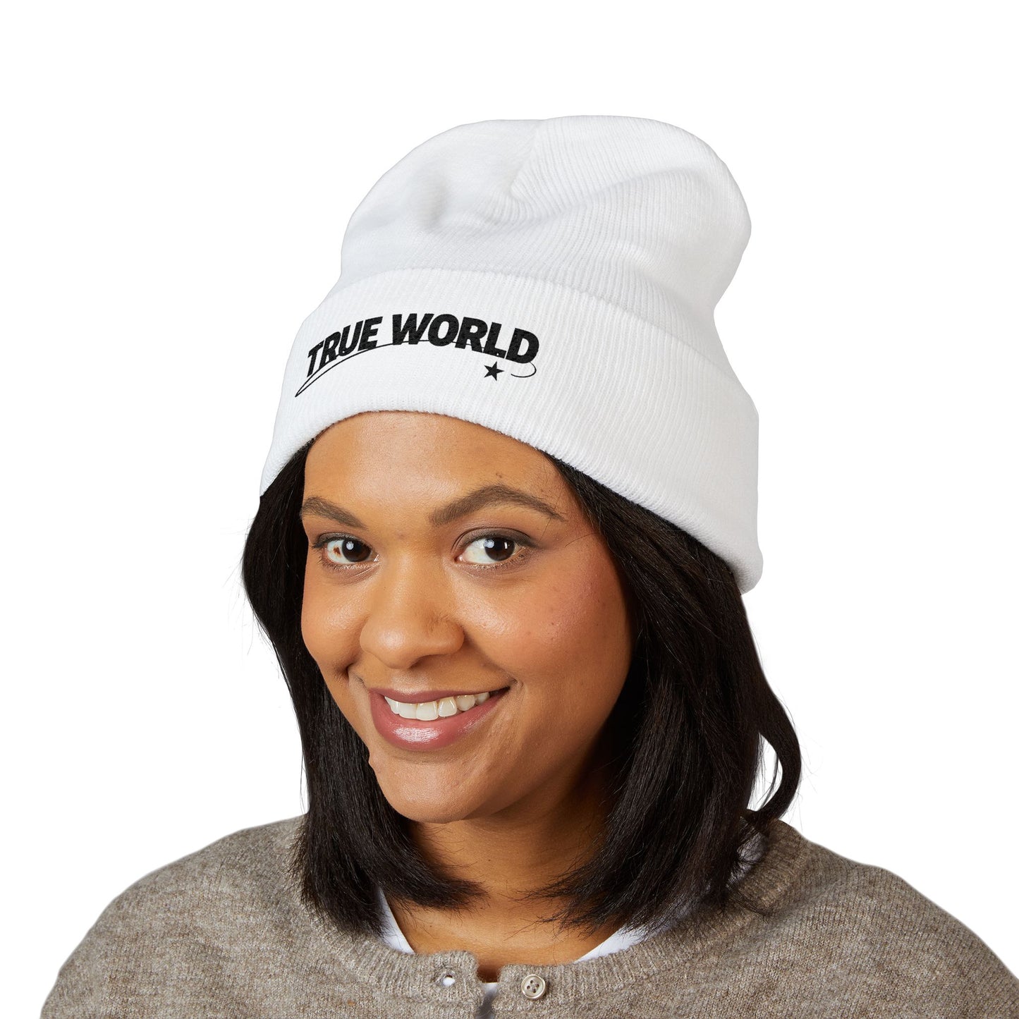 True World Embroidered Cuffed Beanie — TWC Classic Winter Knit Hat