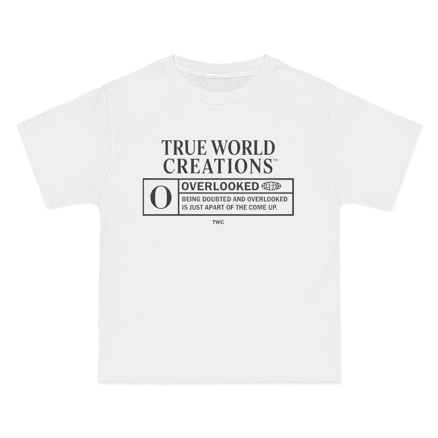 True World Creations "Overlooked" Graphic T-Shirt — Vintage Logo Tee