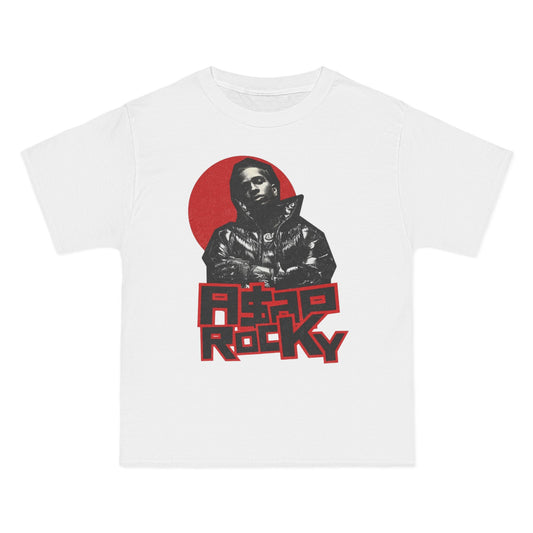 Retro Rocky Graphic T-Shirt — Bold Red Sun Illustration