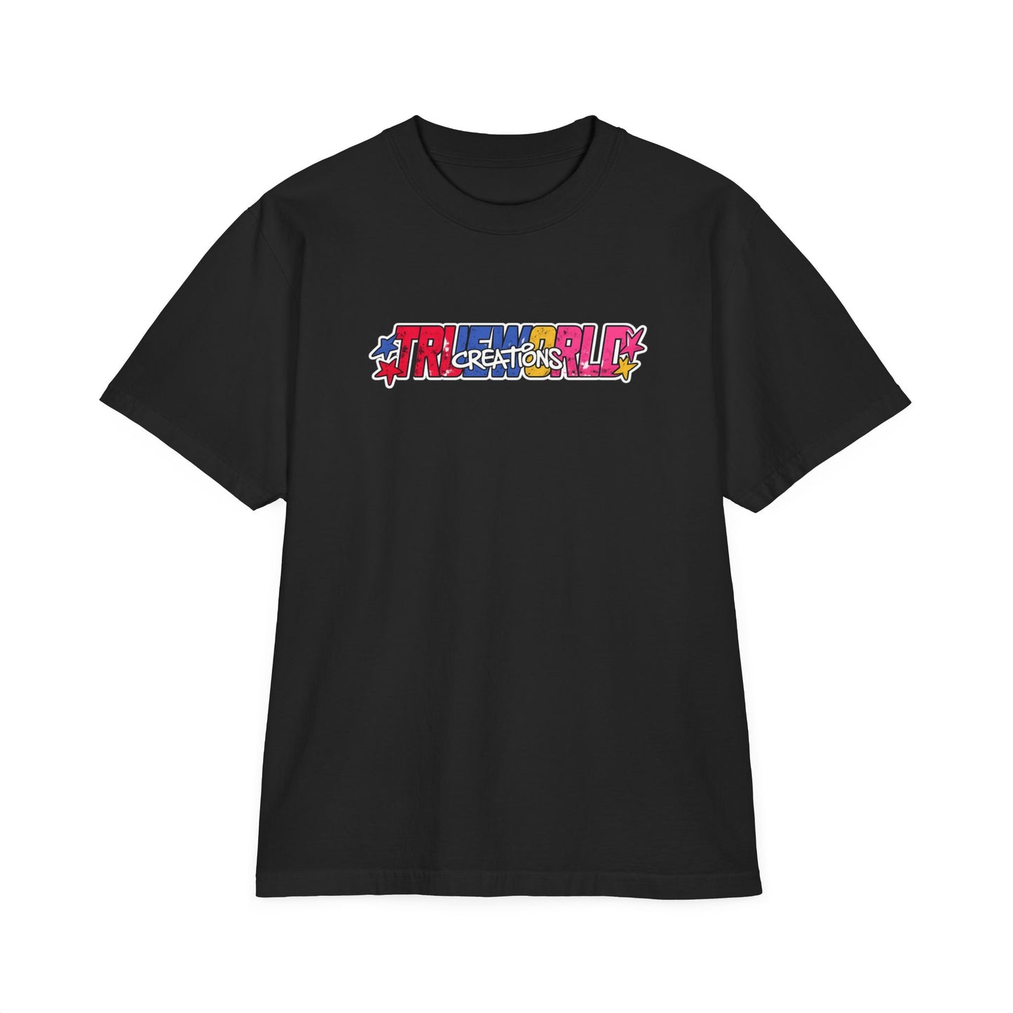 Star twc Graphic T‑Shirt — Colorful Retro Stars Front & Back
