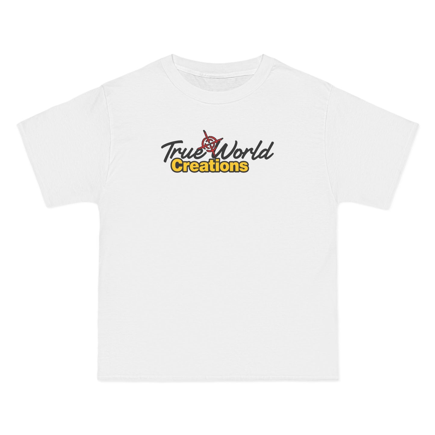 True World Creations T-Shirt — Logo Graphic Tee with Red Target Back Print