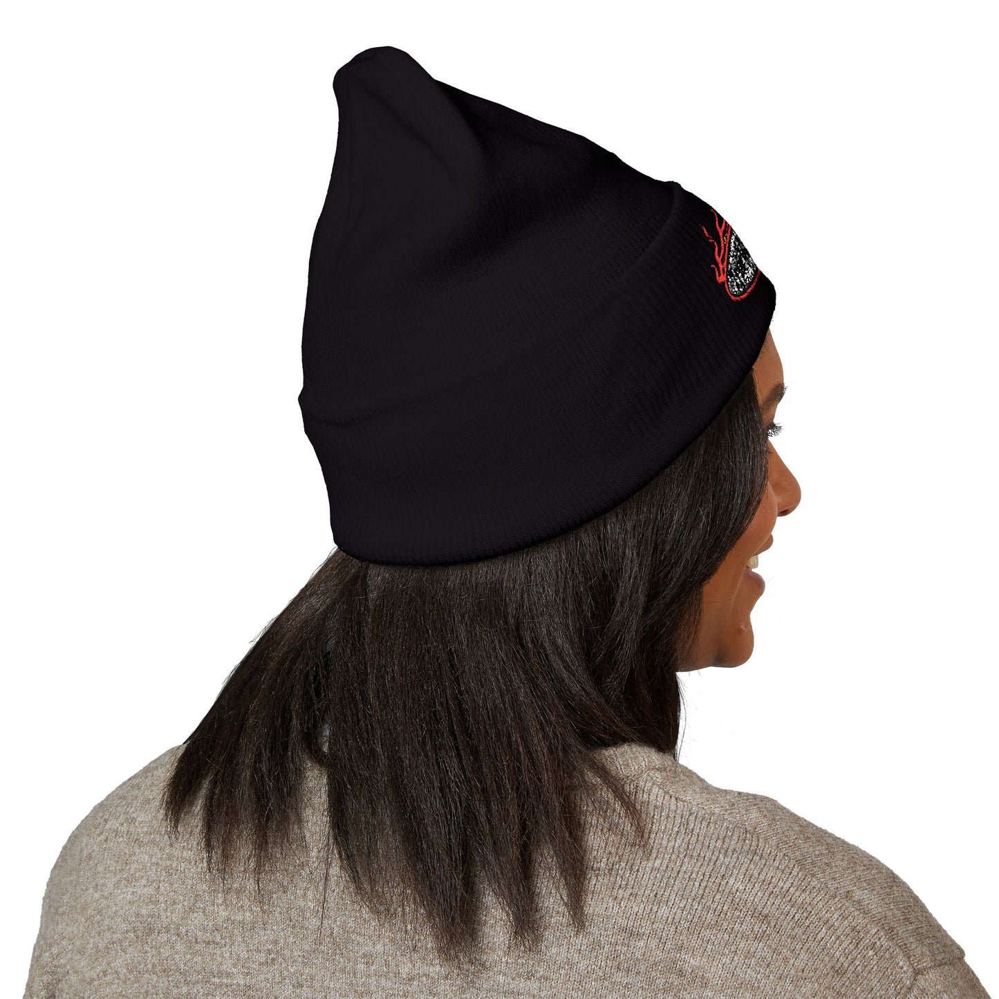 TrueWorldCreations Embroidered Flame Logo Cuffed Beanie