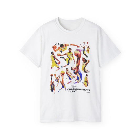 Basketball Collage Tee — "Obsession Beats Talent" Players Graphic T-Shirt