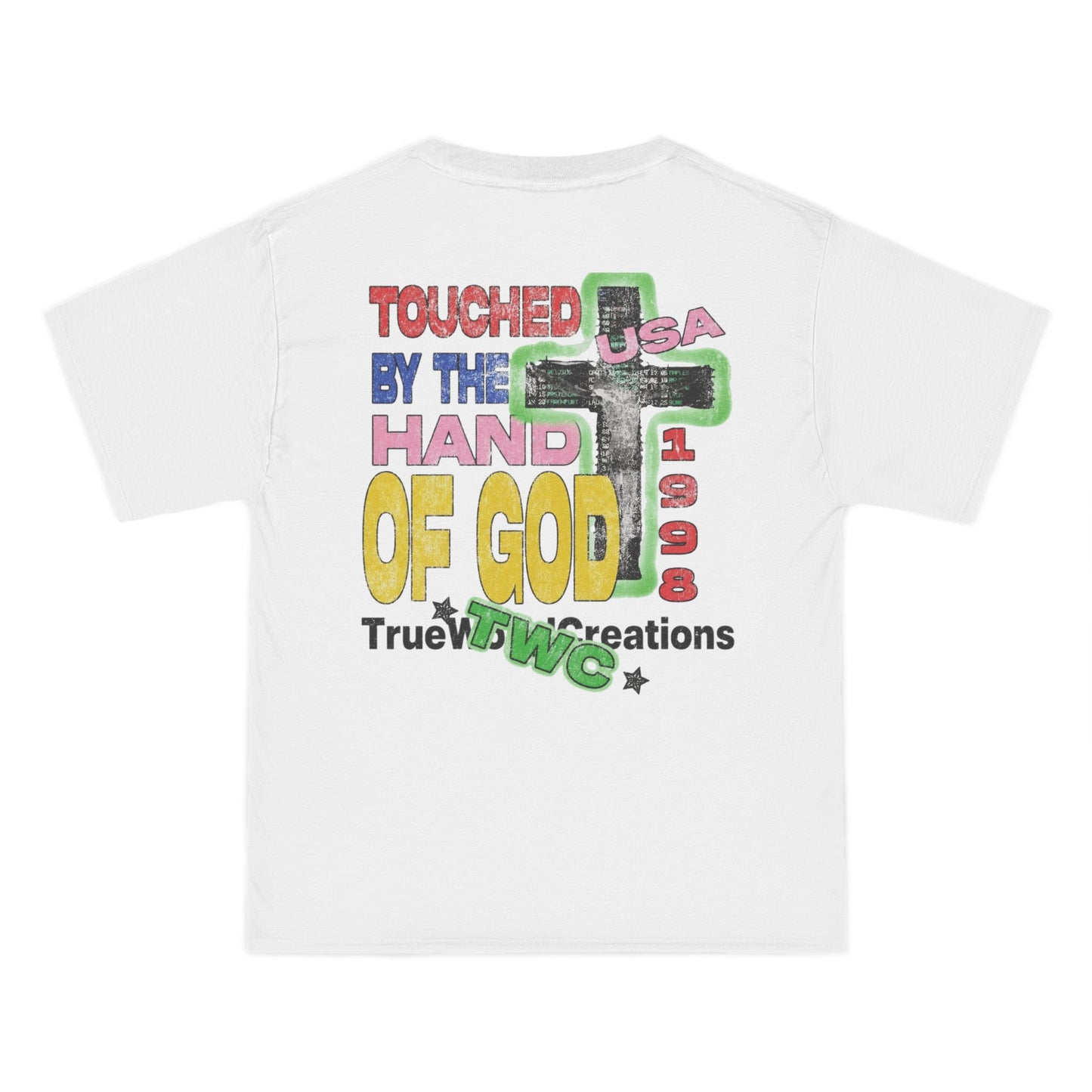TrueWorldCreations T-Shirt — "Touched By The Hand Of God" Christian Graphic Tee (TWC)