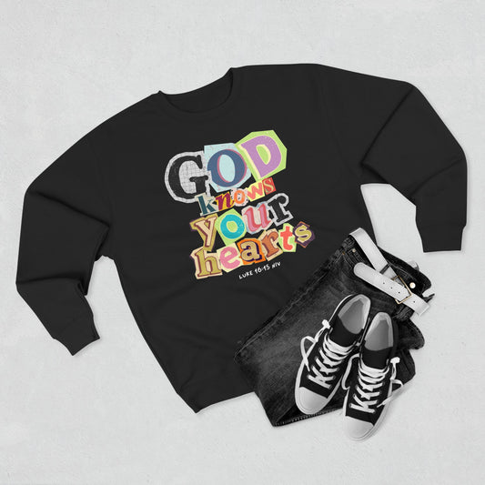 True World Creations Crewneck Sweatshirt - 'God Knows Your Hearts'