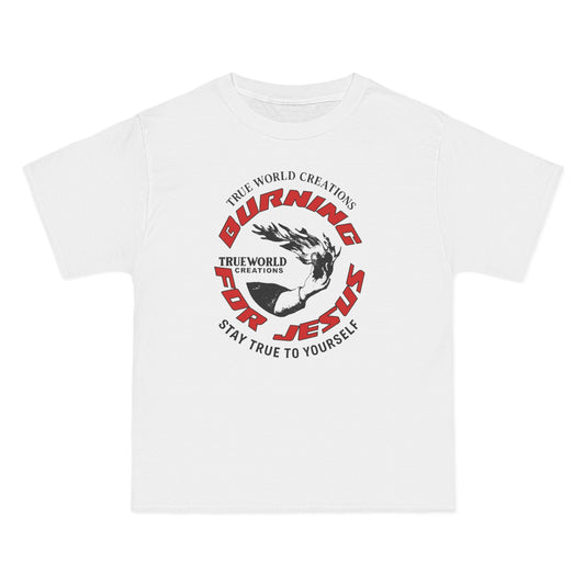 Christian Graphic Tee, true world creations Burning for Jesus T-Shirt