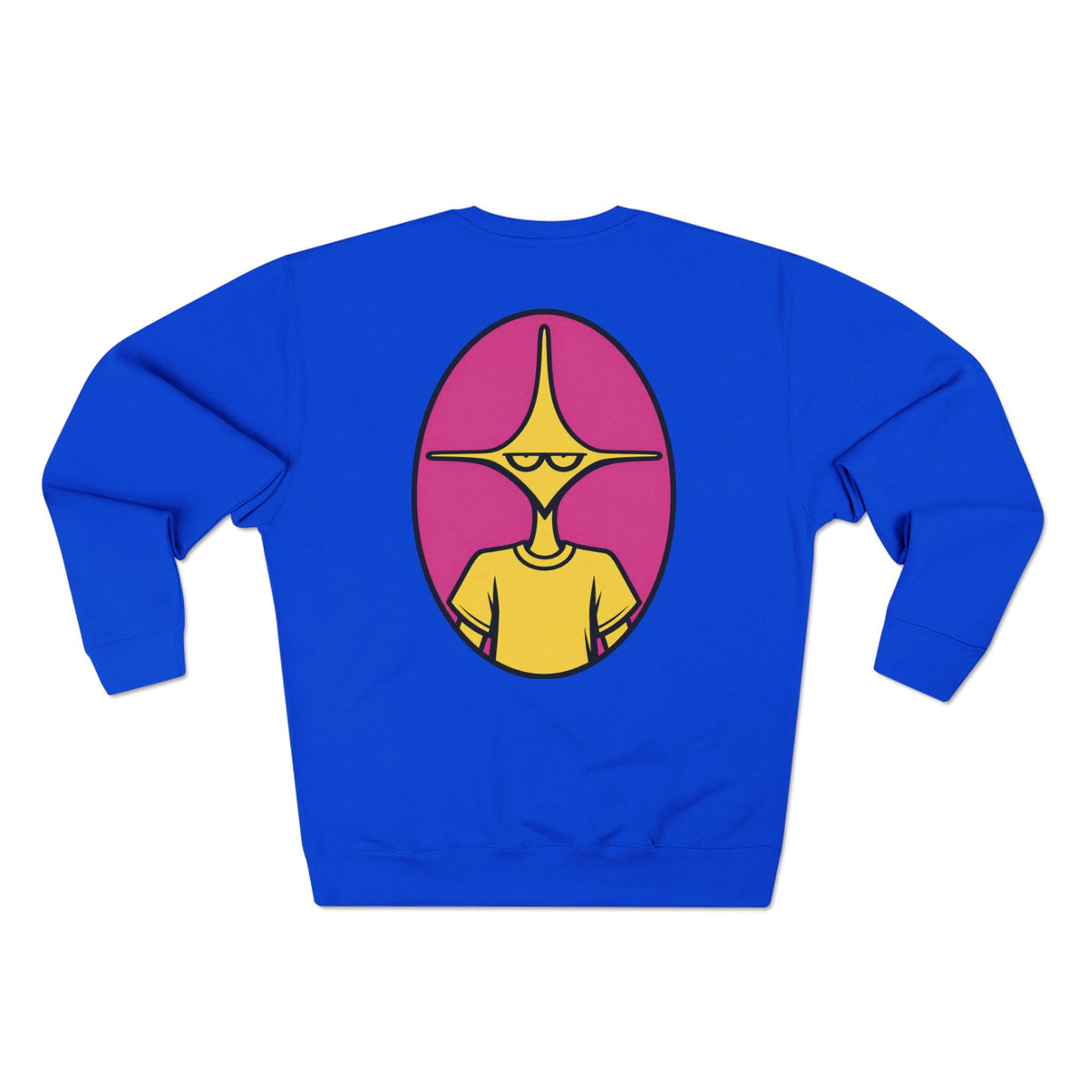 True World Creations Crewneck Sweatshirt — Retro Cartoon Alien Graphic