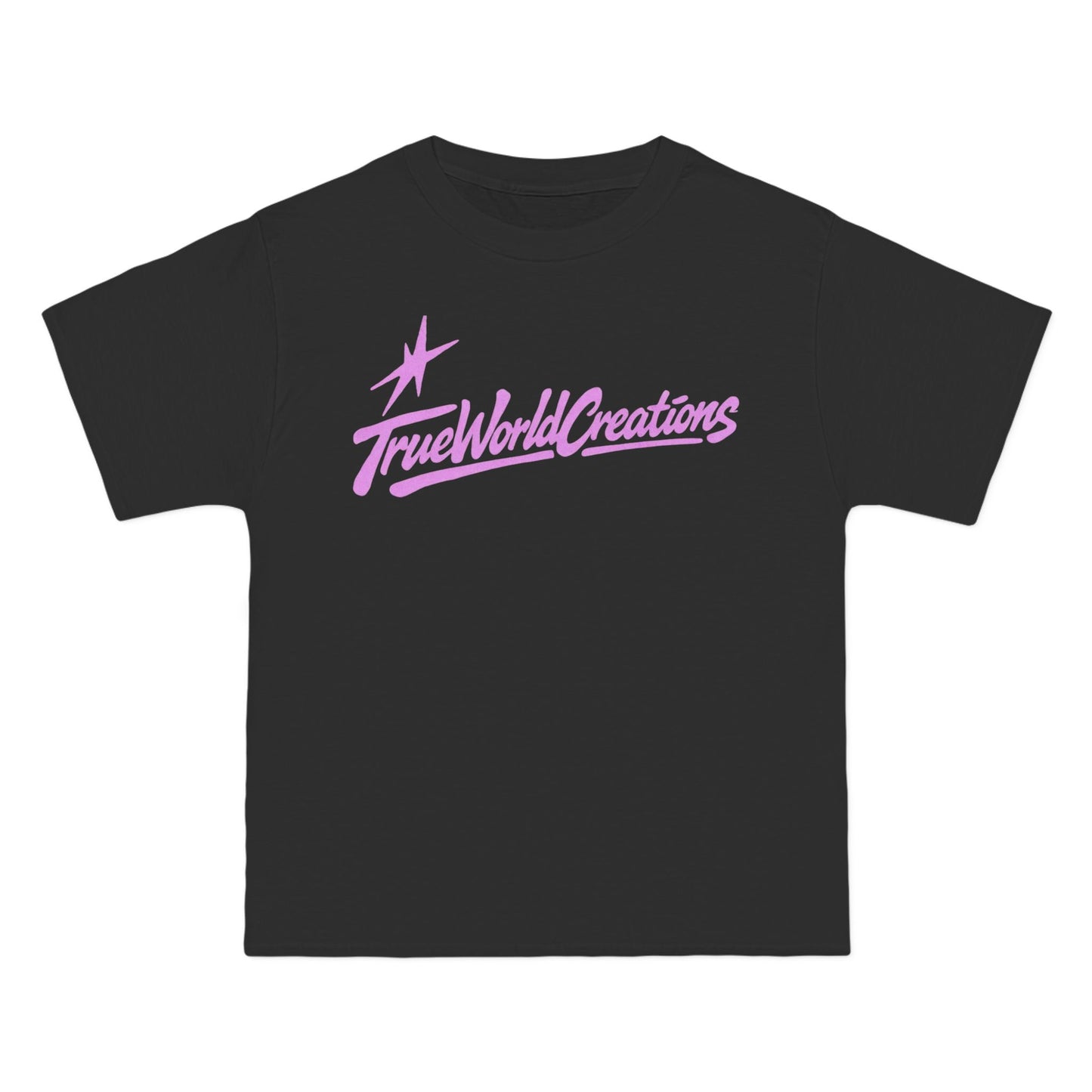 Graphic T-Shirt Retro 'True World Creations' Logo Tee (Stars Back Print)