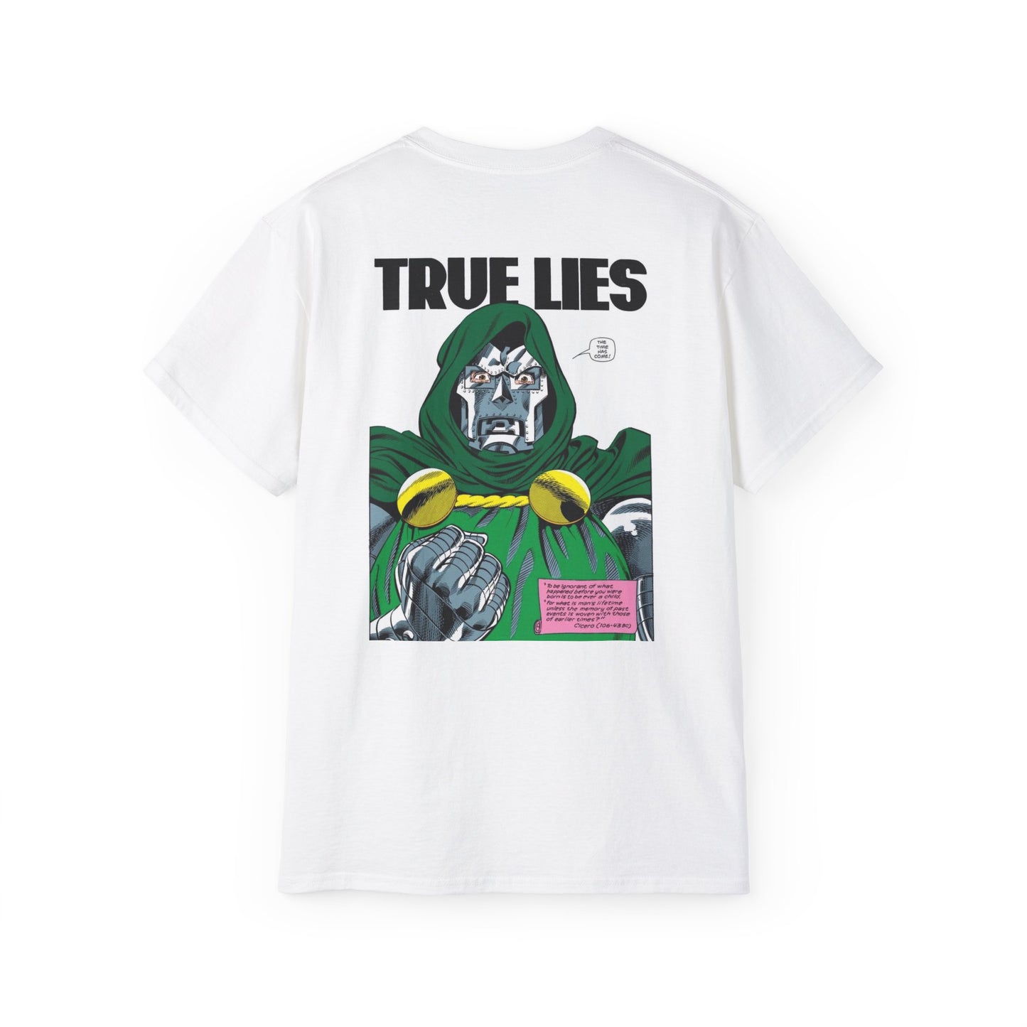 True Lies Doctor Doom Graphic Tee — Vintage Comic Book Villain T-Shirt