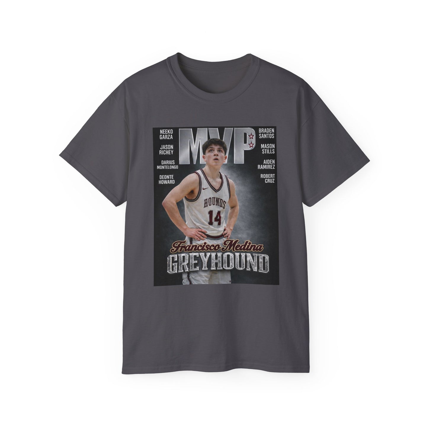 Grandview Greyhound MVP Basketball Tee — Francisco Medina #14 GHS TWC DAWG