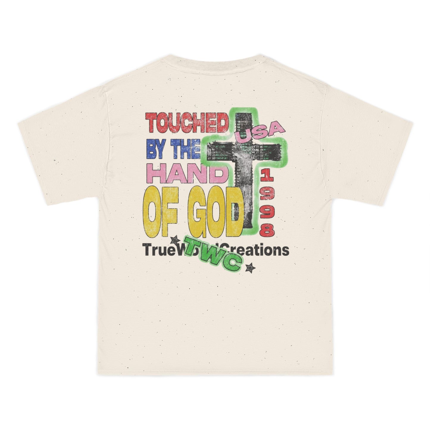 TrueWorldCreations T-Shirt — "Touched By The Hand Of God" Christian Graphic Tee (TWC)