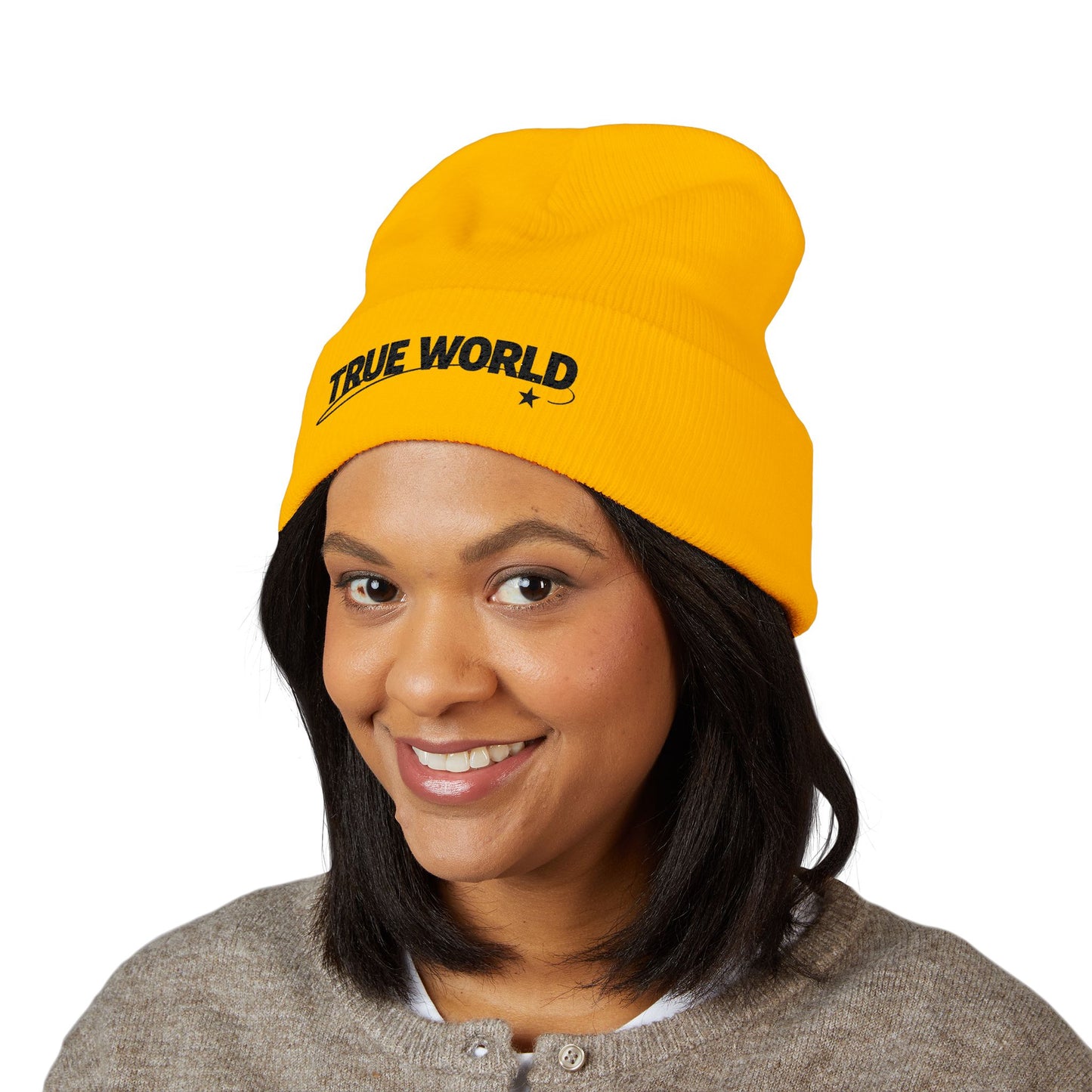 True World Embroidered Cuffed Beanie — TWC Classic Winter Knit Hat