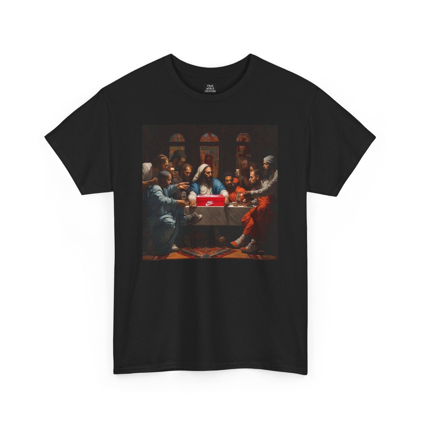 Graphic Tee Shirt 'The First Pair' Unisex Heavy Cotton Tee - Play On The Last Supper Painting Shirt