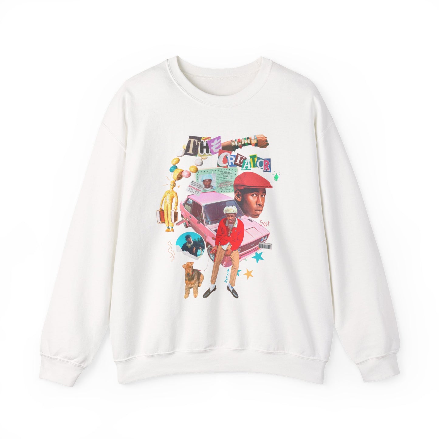 Crewneck Sweatshirt — Colorful Retro Collage "The Creator" Graphic
