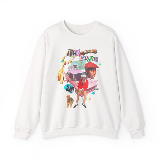 Crewneck Sweatshirt — Colorful Retro Collage "The Creator" Graphic