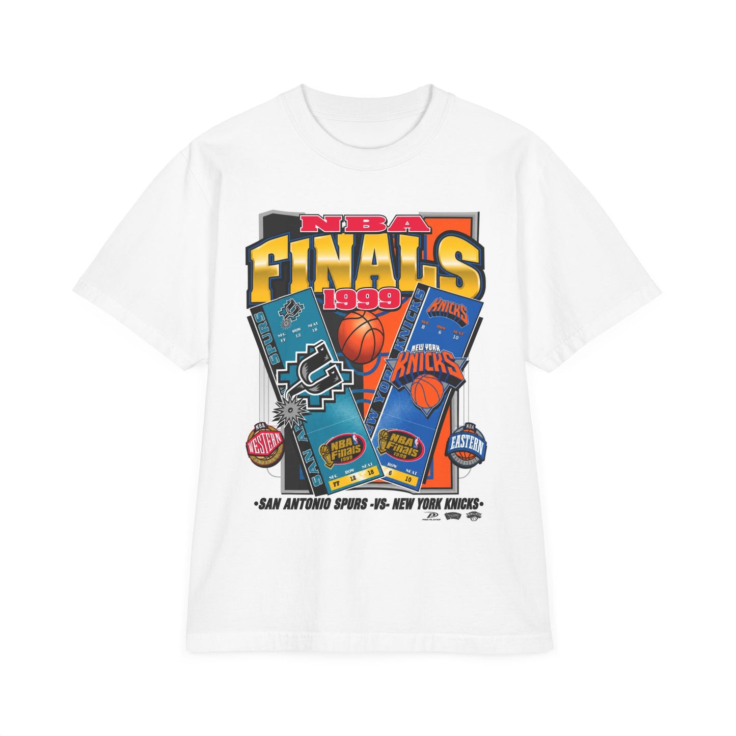 NBA Finals 1999 Graphic T-Shirt — Spurs vs Knicks Retro Basketball Tee