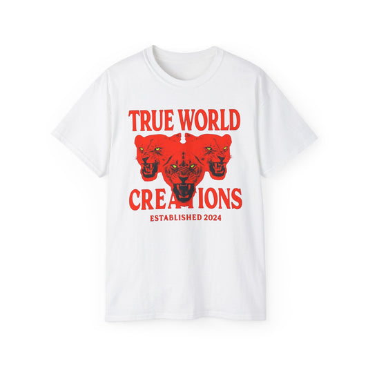 Bold red stripes Graphic Tee - Unisex Ultra Cotton Tee with True World Creations Design