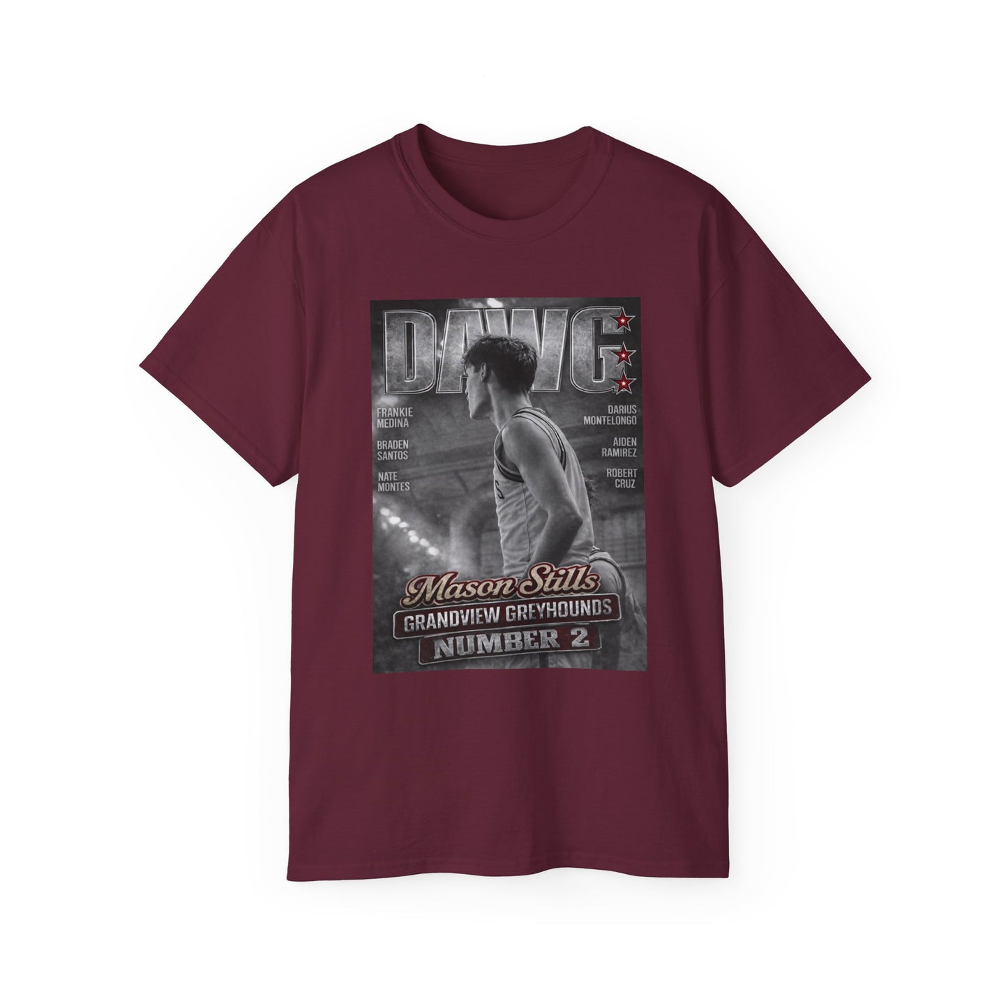 Grandview Greyhounds DAWG Team Tee — Mason Stills #2 GHS TWC Player Poster Shirt