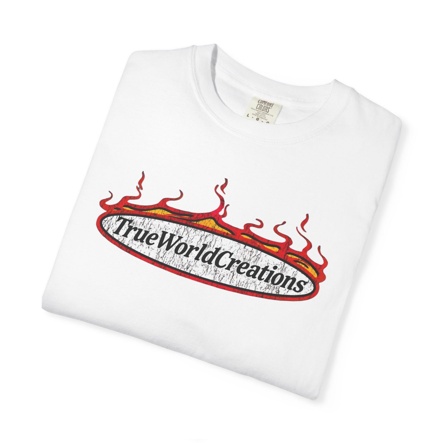 TrueWorldCreations Flame Logo T-Shirt — Graphic Crewneck Tee