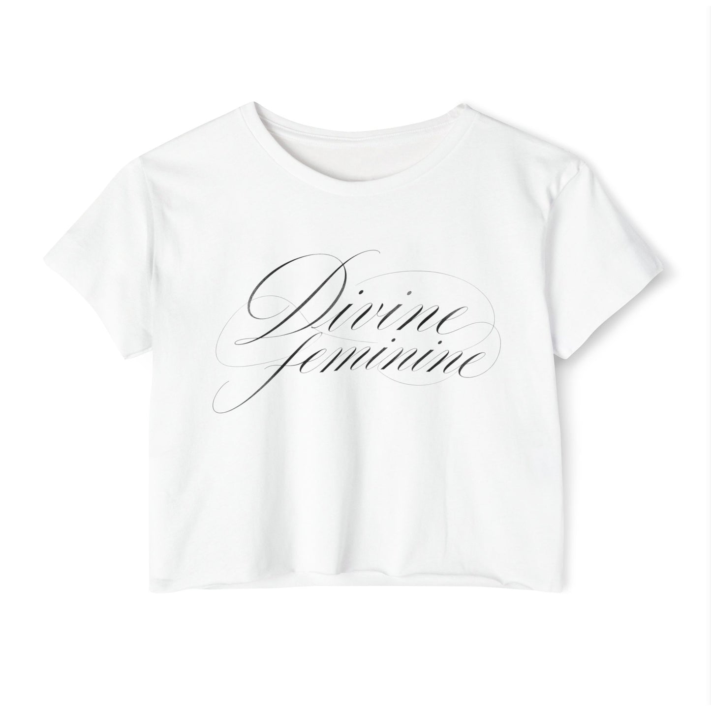 Divine Feminine Crop Top — White Women's Festival Tee