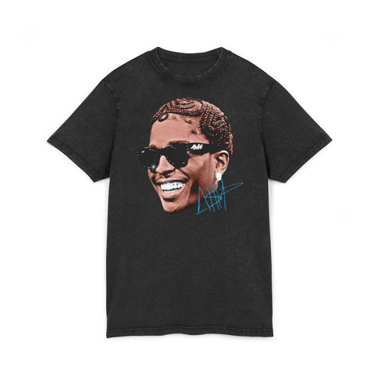 ASAP Vintage Acid-Wash Tee — Smiling Sunglasses Portrait Graphic