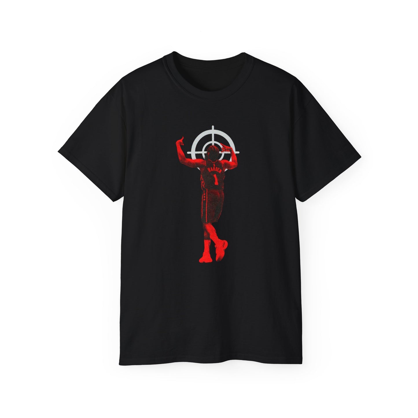 Basketball Shooter James harden Silhouette — Red Player Target Graphic T-shirt