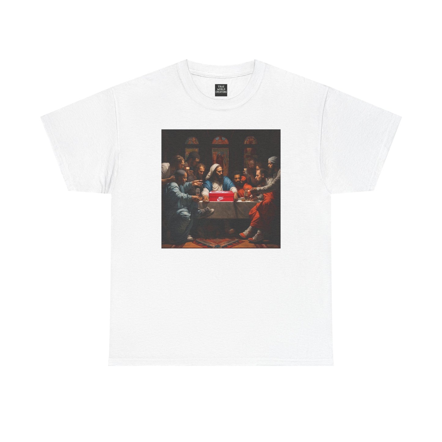 Graphic Tee Shirt 'The First Pair' Unisex Heavy Cotton Tee - Play On The Last Supper Painting Shirt