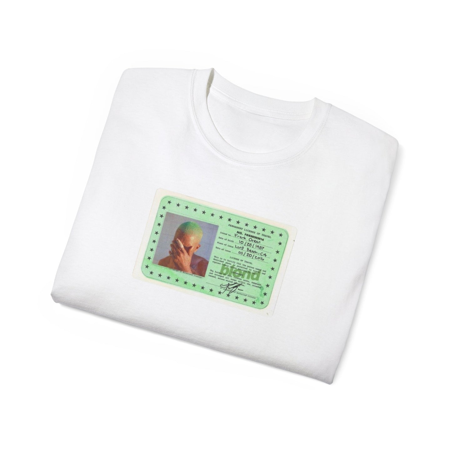 Frank ocean Green ID Card Graphic Tee — Retro Photo License Design